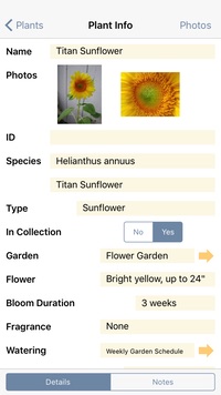Plant Album Info Screen